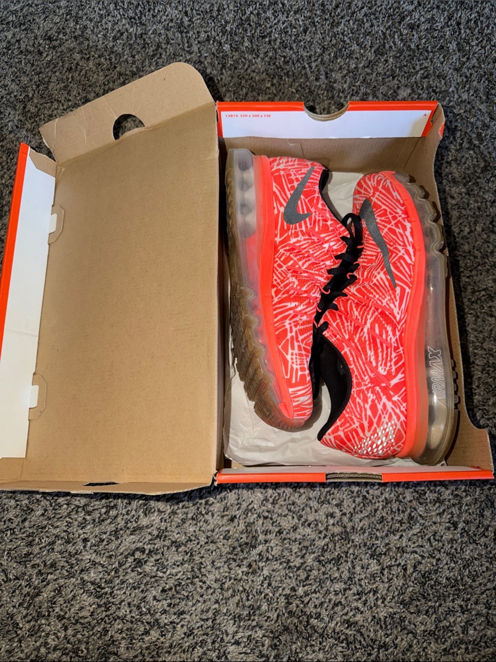 Nike Women's Bright Coral/Black Air Max Patterned Sneakers